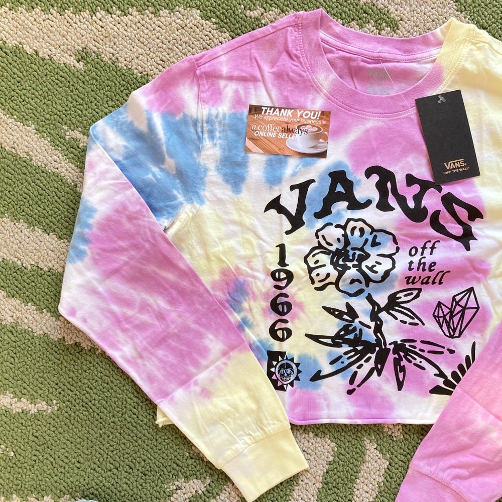 Vans Off The Wall Tie-Dye Crop Long Sleeve T-Shirt Women's NWT - Picture 2 of 11